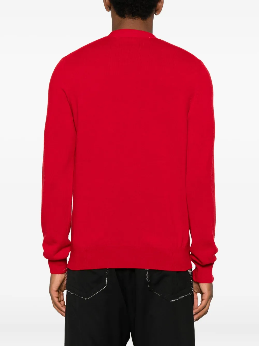 Comme Des Garçons Play Hear-emblem Rhinestone-embellishment Cardigan In Red