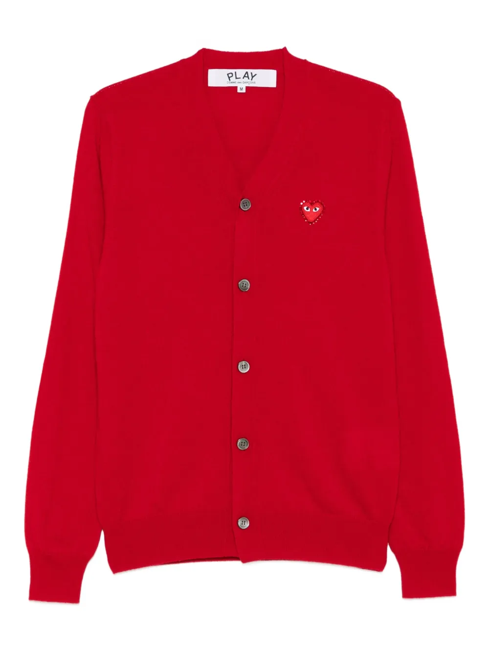 Comme Des Garçons Play hear-emblem rhinestone-embellishment cardigan | Red | Image 1
