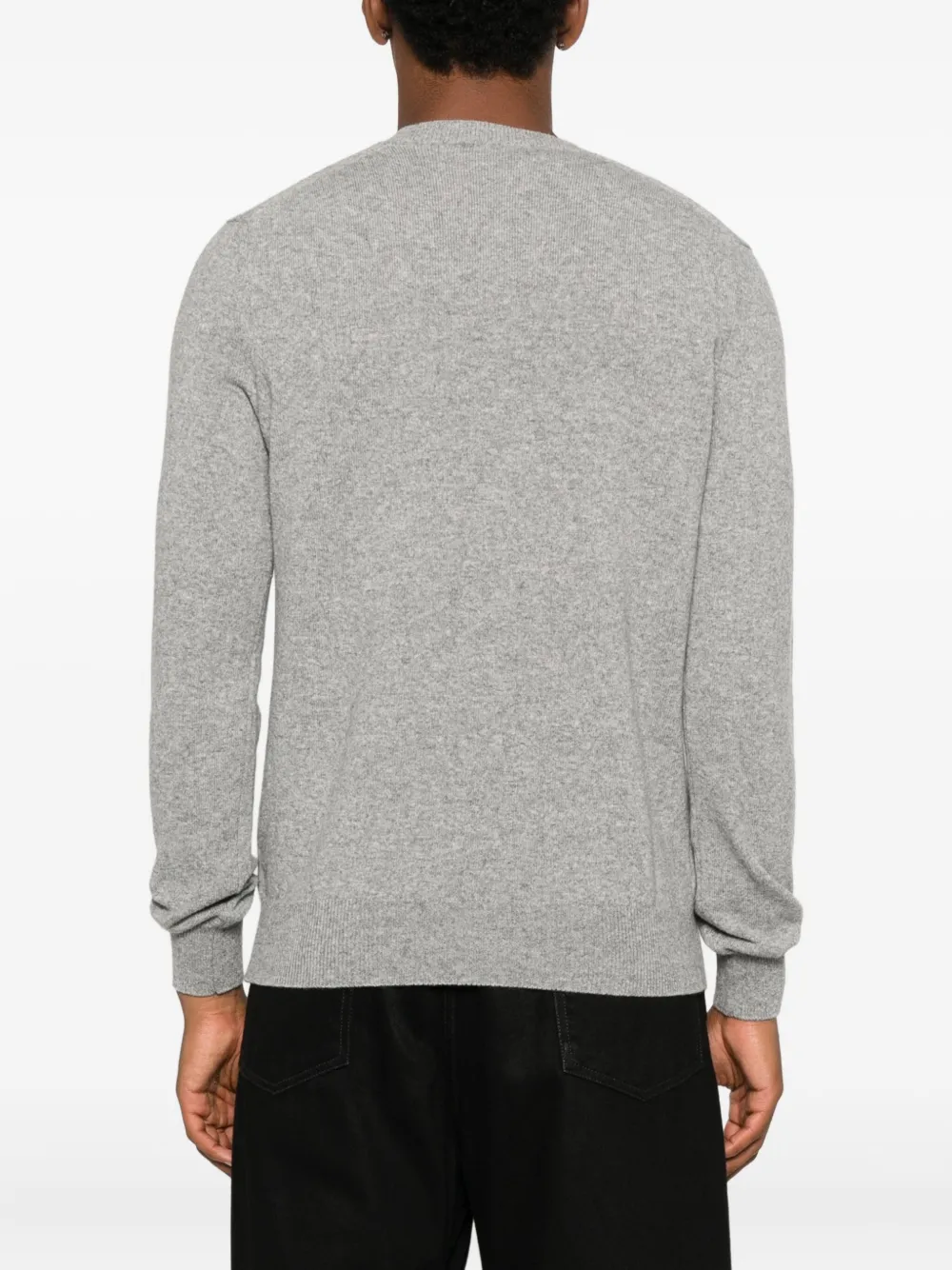 Comme Des Garçons Play Heart-embellished V-neck Sweater In Gray
