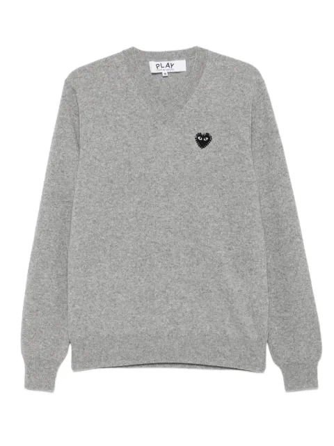 Comme Des Garçons Play sweater med hjerteudsmykning og V-hals