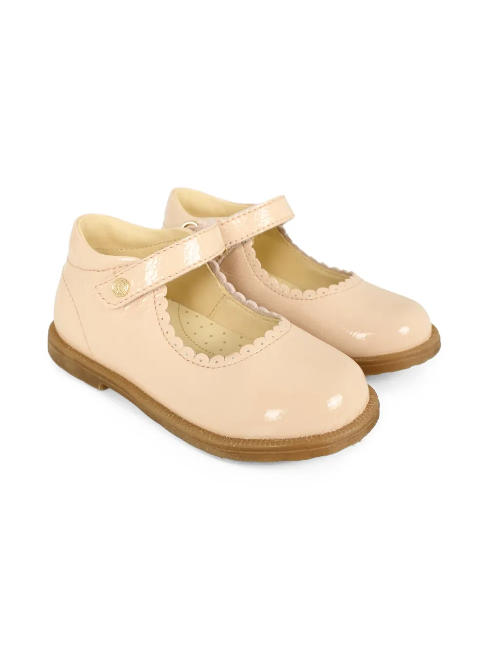 Falcotto calf-leather scalloped-edge ballerinas Pink
