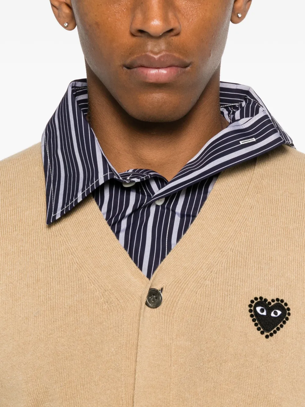 Comme Des Garçons Play Logo-heart Cardigan In Brown