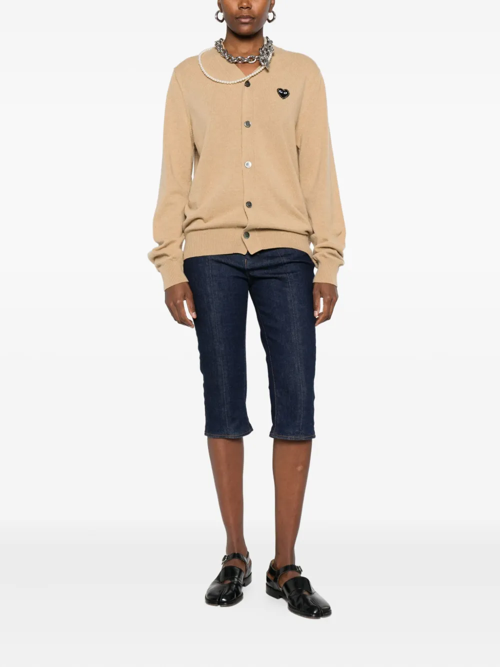 Comme Des Garçons Play Logo-heart Cardigan In Brown
