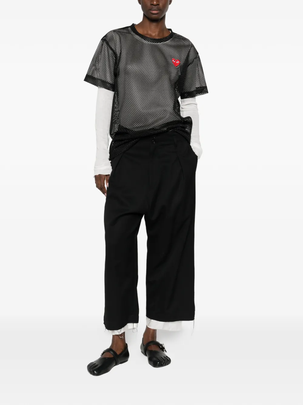 Comme Des Garçons Play Mesh T-shirt met logopatch Grijs