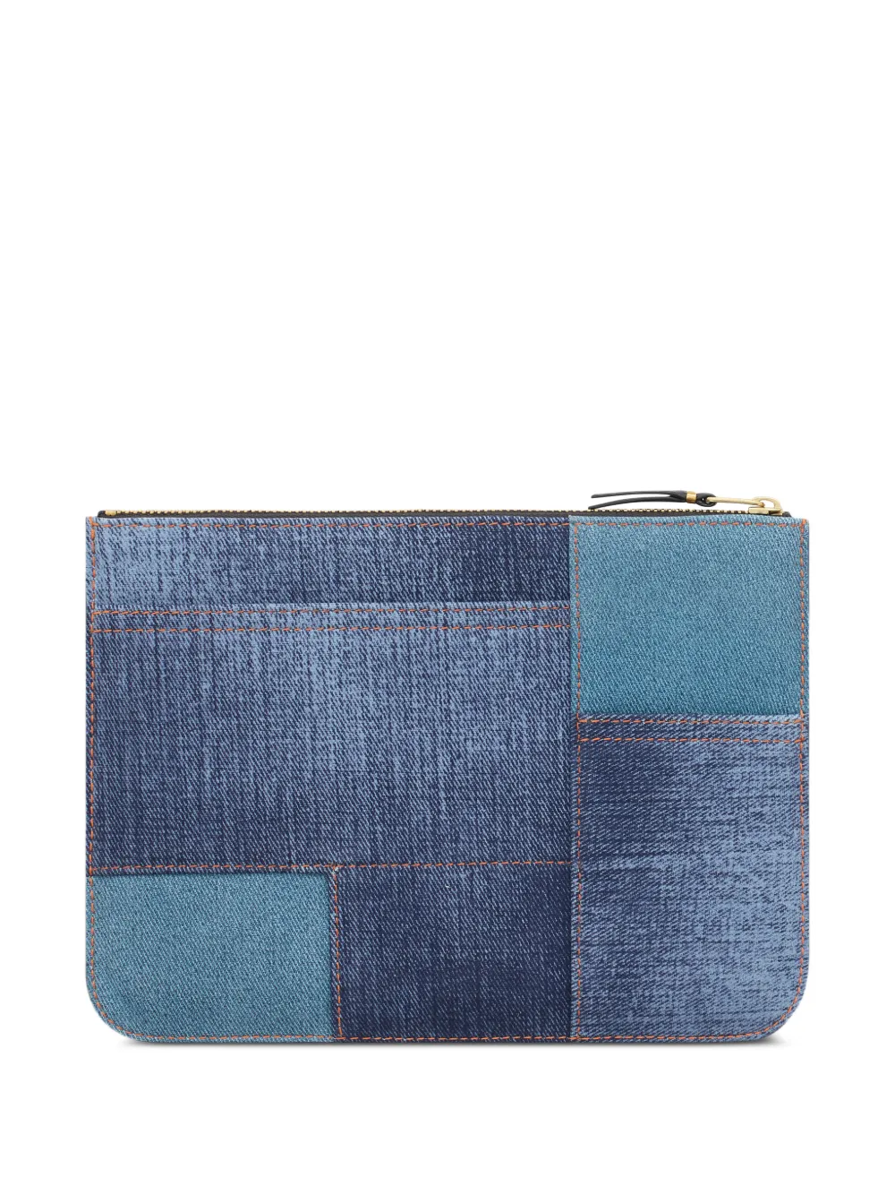 Comme Des Garçons Wallet Portemonnee met denim print en patchwork Blauw