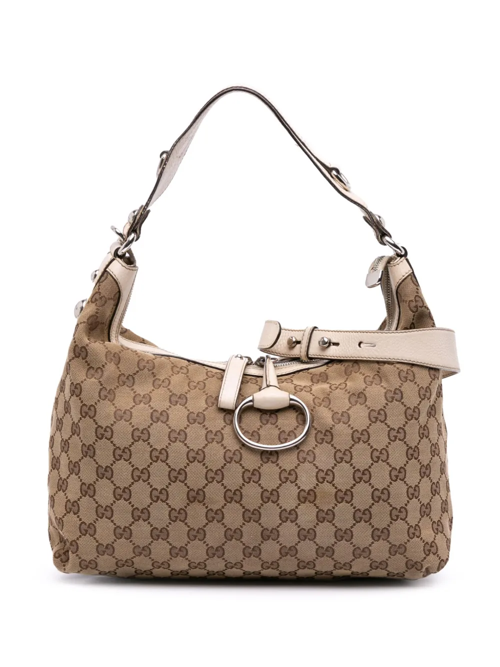 Pre-owned Gucci 2016-2025 Medium Gg Canvas Icon Bit Satchel In Brown