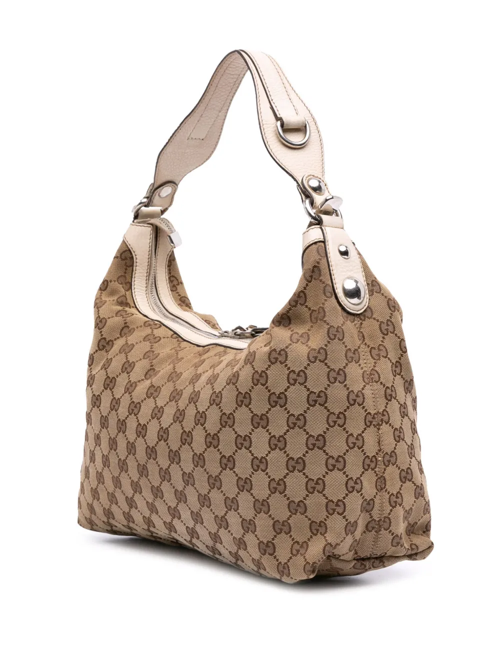 Pre-owned Gucci 2016-2025 Medium Gg Canvas Icon Bit Satchel In Brown