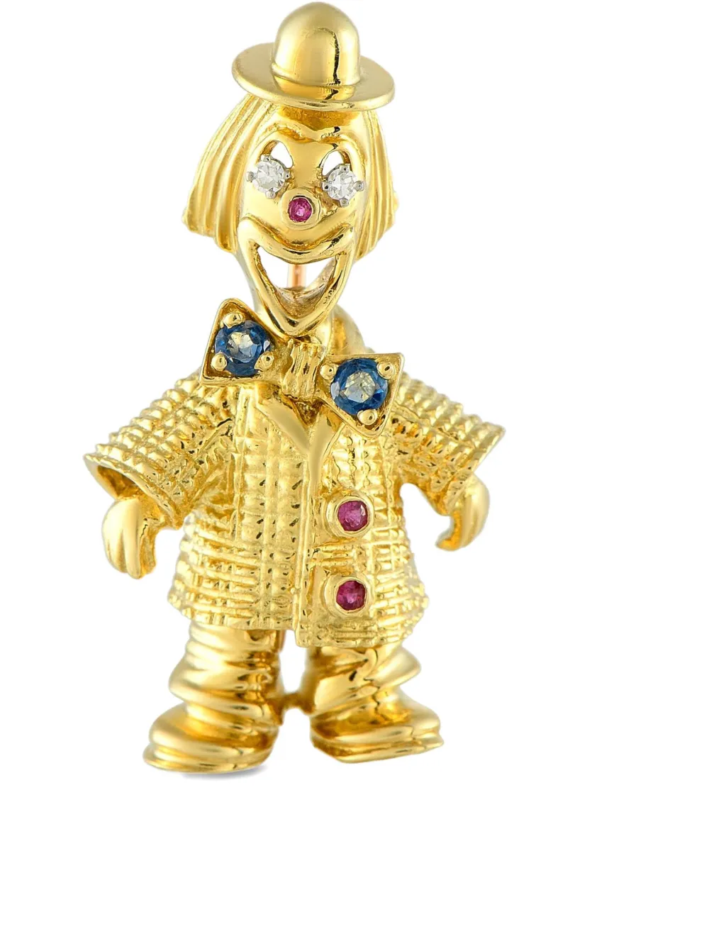 Pre-owned Peter Lindeman 18k Yellow Gold Clown Multi-stone Brooch
