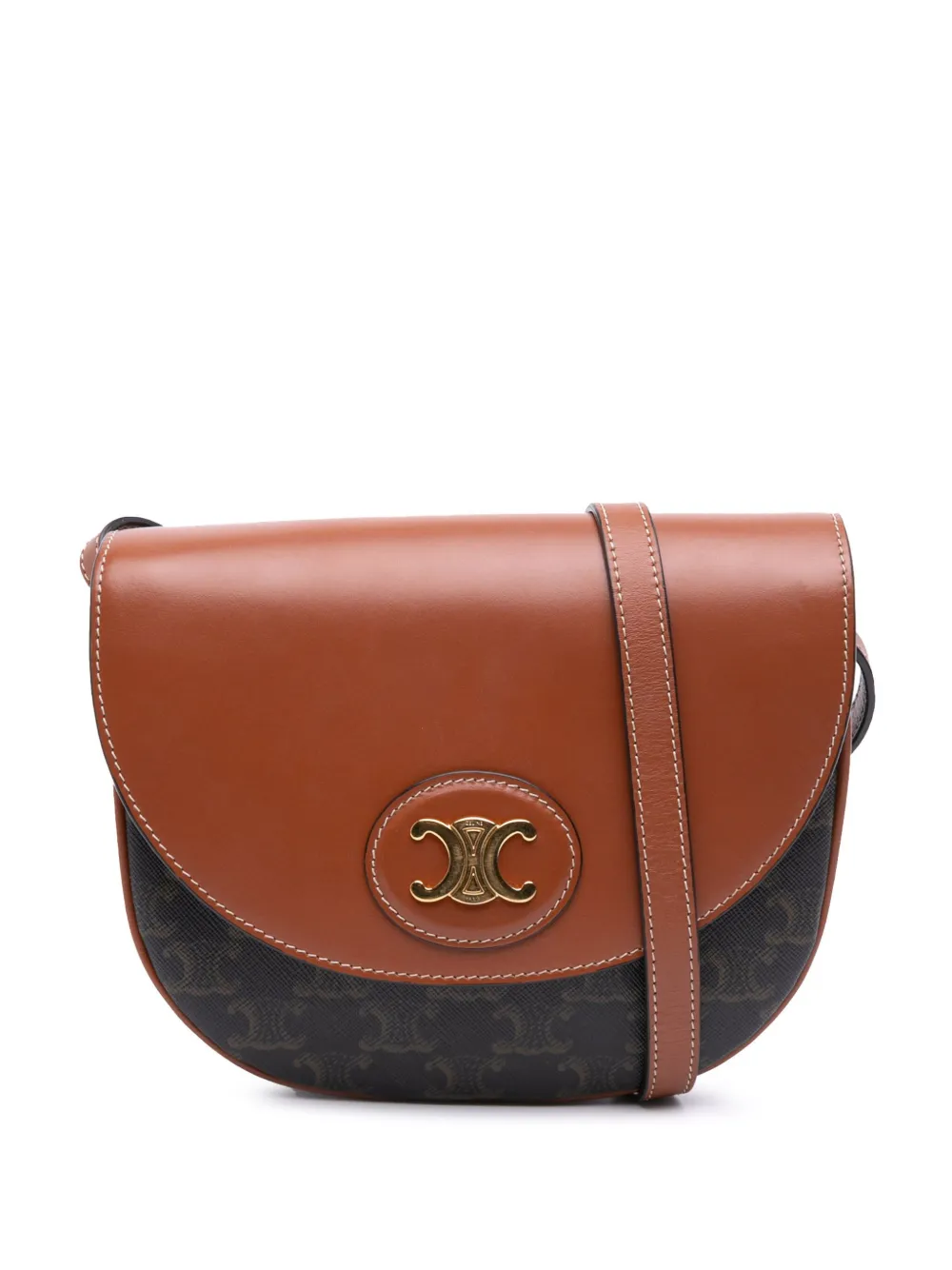 Céline Pre-Owned 2020 トリオンフ コーテッドキャンバス&カーフスキン ブザス ショルダーバッグ - ブラウン Céline Pre-Owned 2020 トリオンフ コーテッドキャンバス&カーフスキン ブザス ショルダーバッグ - ブラウン