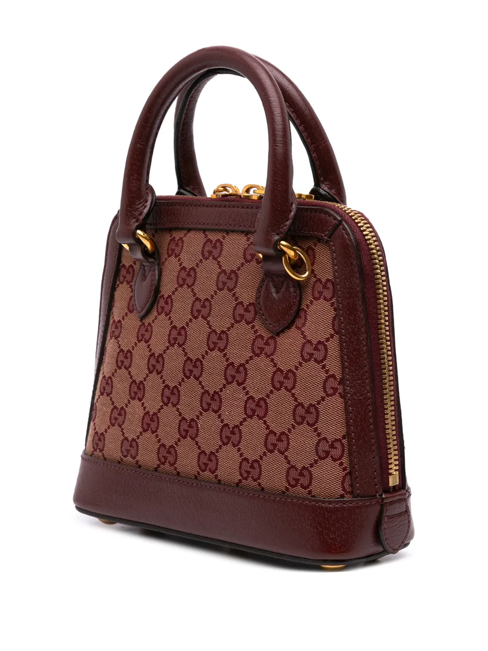 Pre-owned Gucci 2016-2025 Mini Gg Supreme Horsebit 1955 Top Handle Bag Satchel In Brown