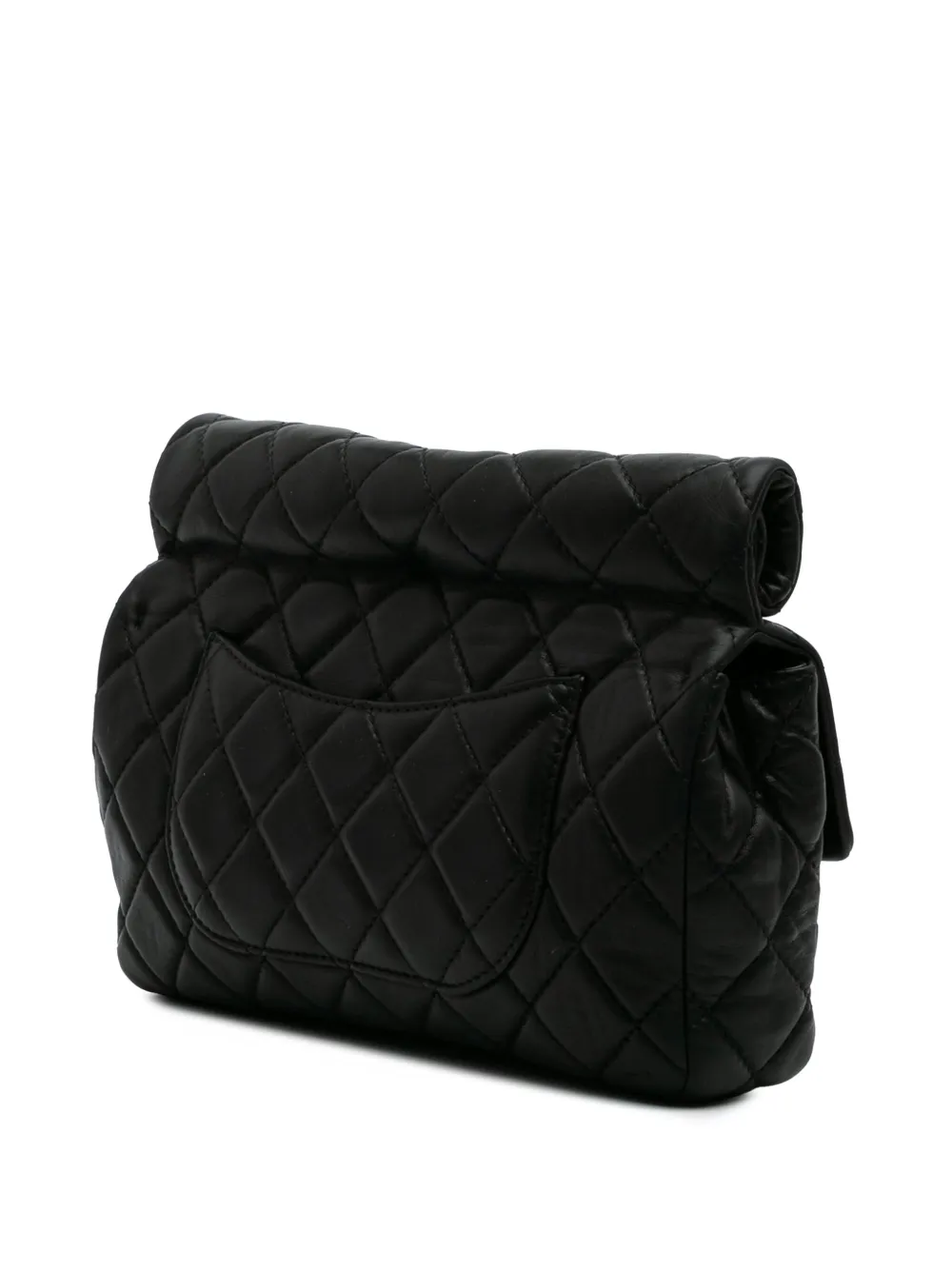 Pre-owned Chanel 2011 Reissue 2.55 Metallic Lambskin Roll Clutch Bag In Black