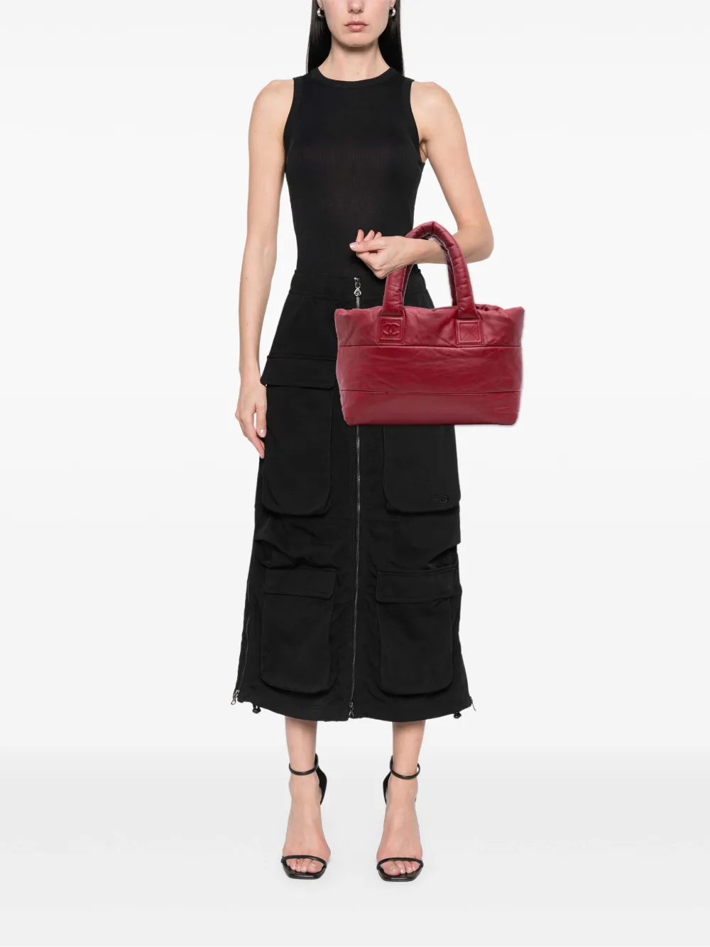 Pre-owned Chanel 2009-2010 Medium Lambskin Coco Cocoon Tote Bag In Red