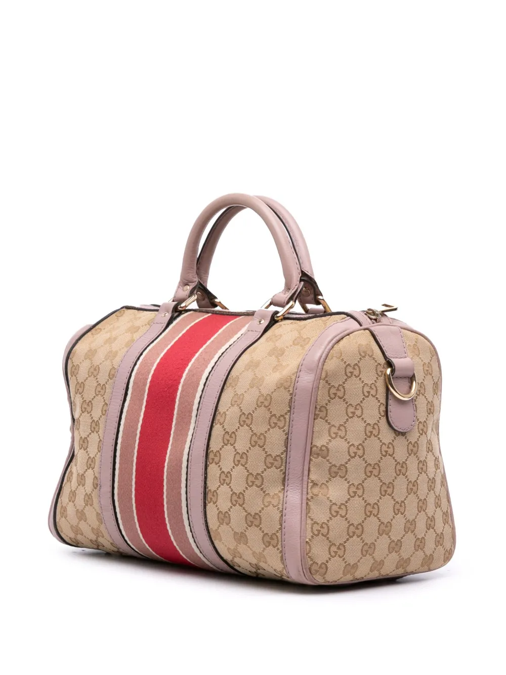 Pre-owned Gucci 2016-2025 Gg Canvas Web Joy Boston Bag Satchel In Brown