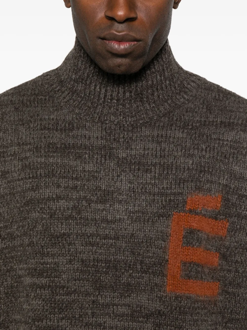 Etudes Studio Funnel-neck Logo Sweater In Brown
