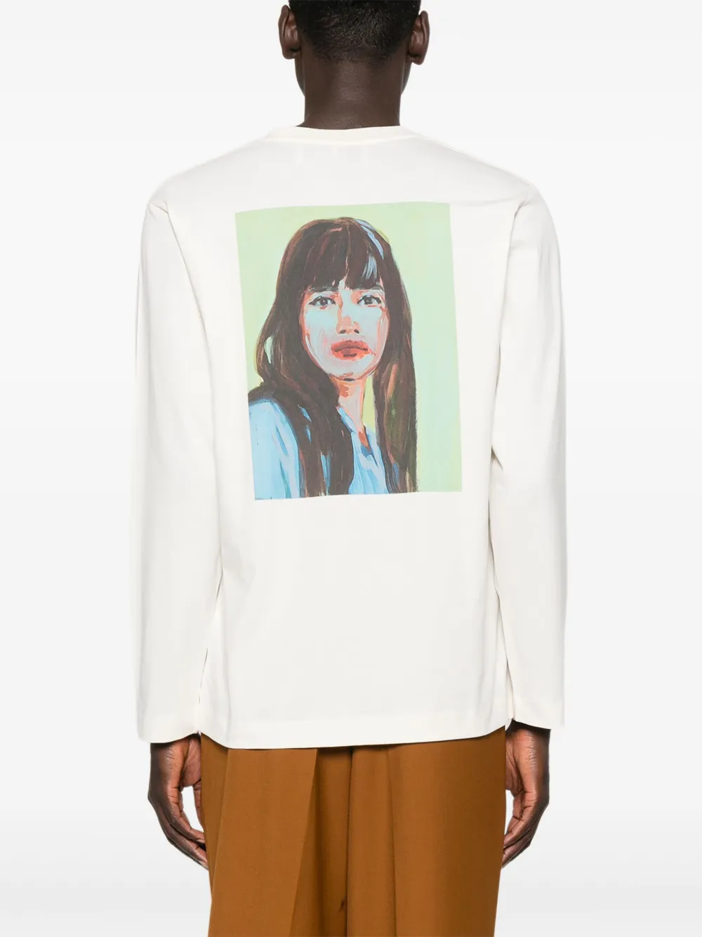 Etudes Studio Long-sleeve Portrait-print T-shirt In White