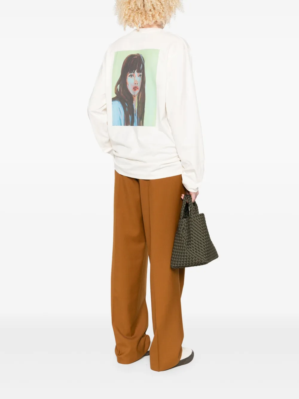 Études Studio long-sleeve portrait-print T-shirt - Beige