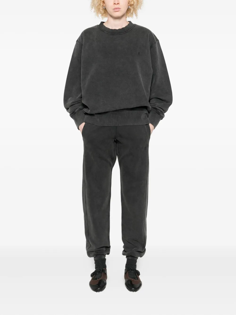 Etudes Studio É Crew-neck Washed-effect Sweatshirt In Gray