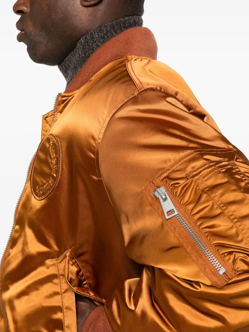 Études Studio Satijnen bomberjack met geborduurd logo Oranje