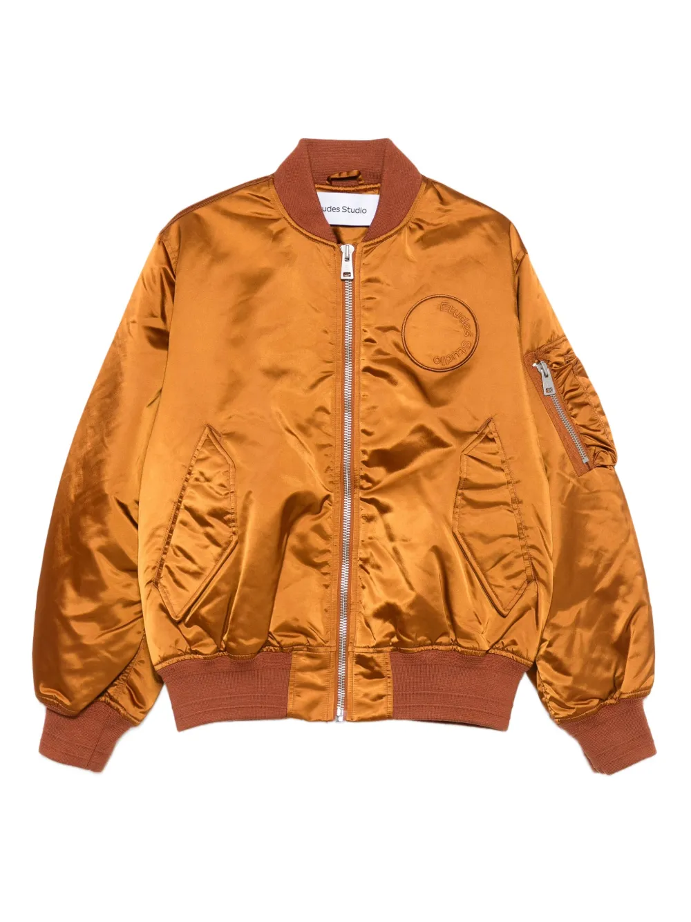 Études Studio logo-embroidered satin bomber jacket | Orange | Image 1