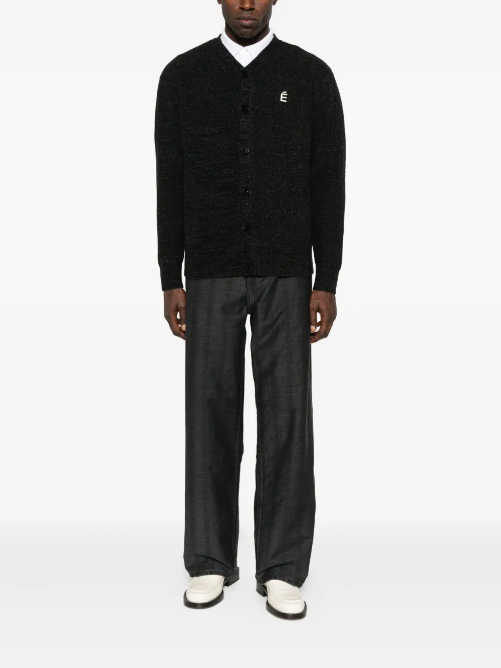 Etudes Studio V-neck Ribbed Cardigan In Black
