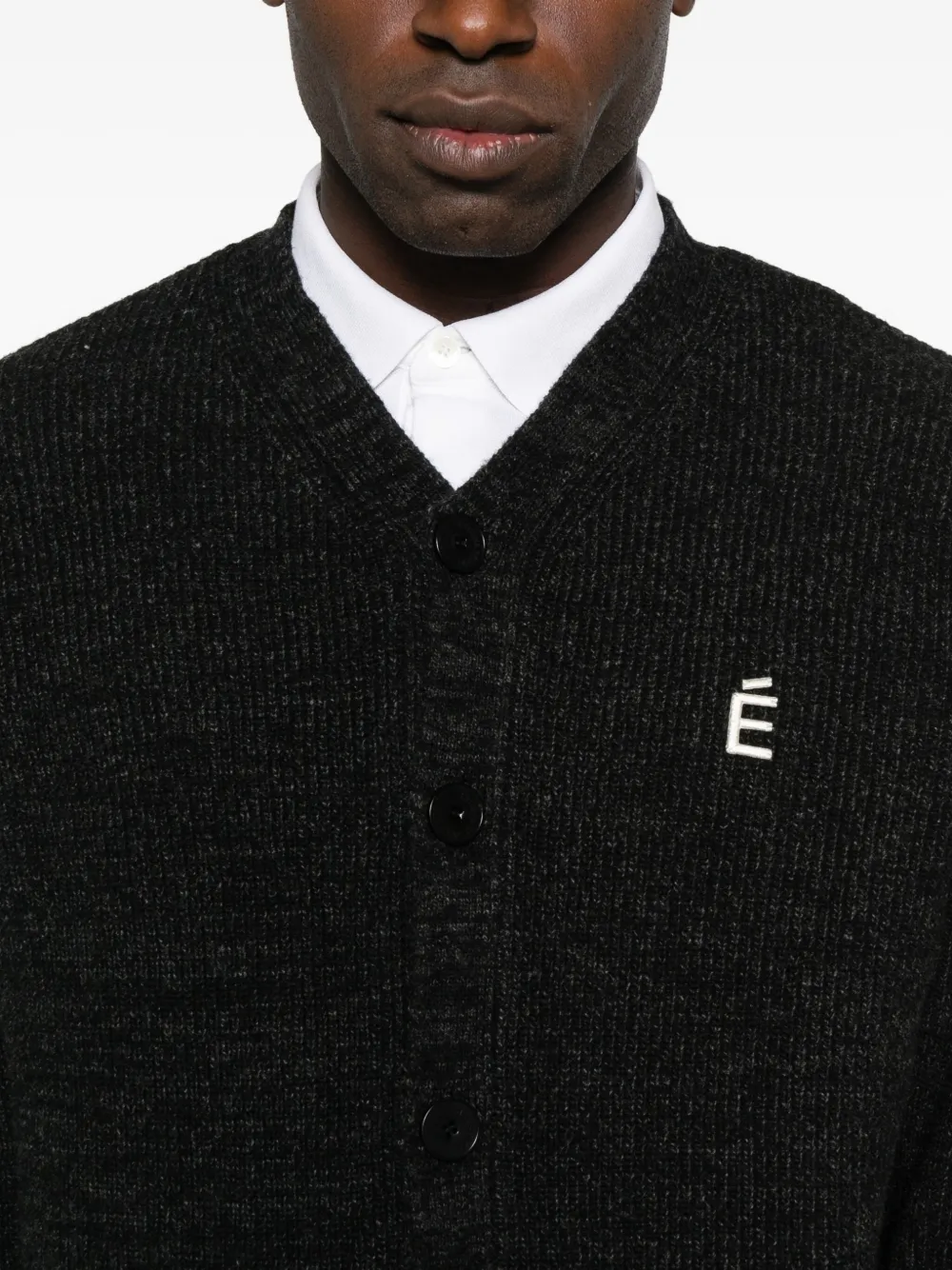 Etudes Studio V-neck Ribbed Cardigan In Black