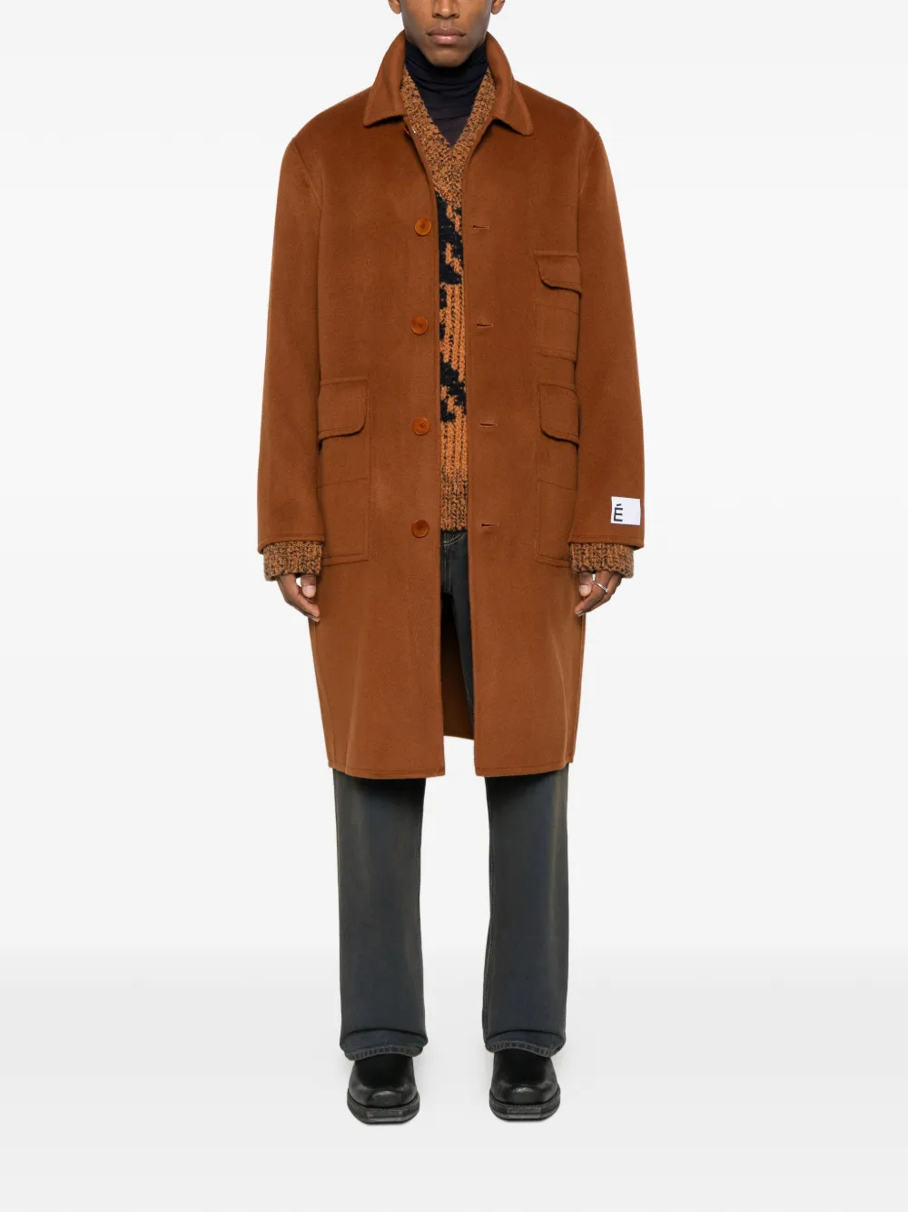Etudes Studio Button-up Wool Coat In Brown