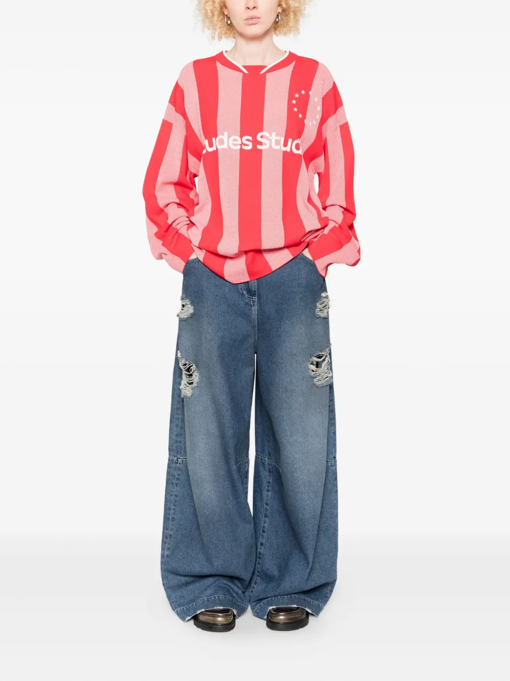  études Studio Striped Long-sleeve Sweatshirt - Red 