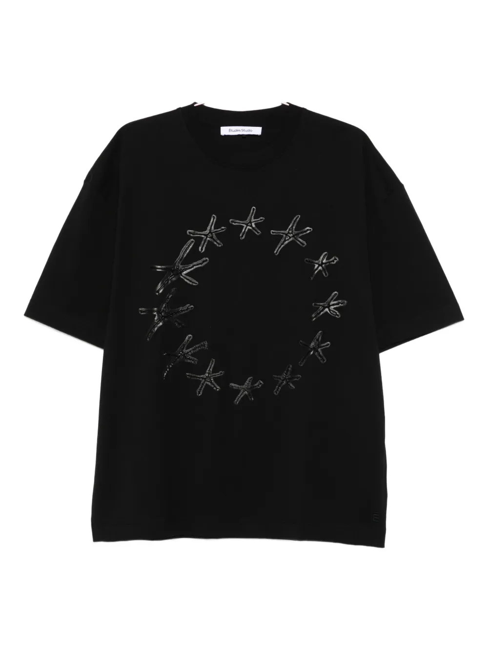 Etudes Studio Starfish-print Cotton T-shirt In Black