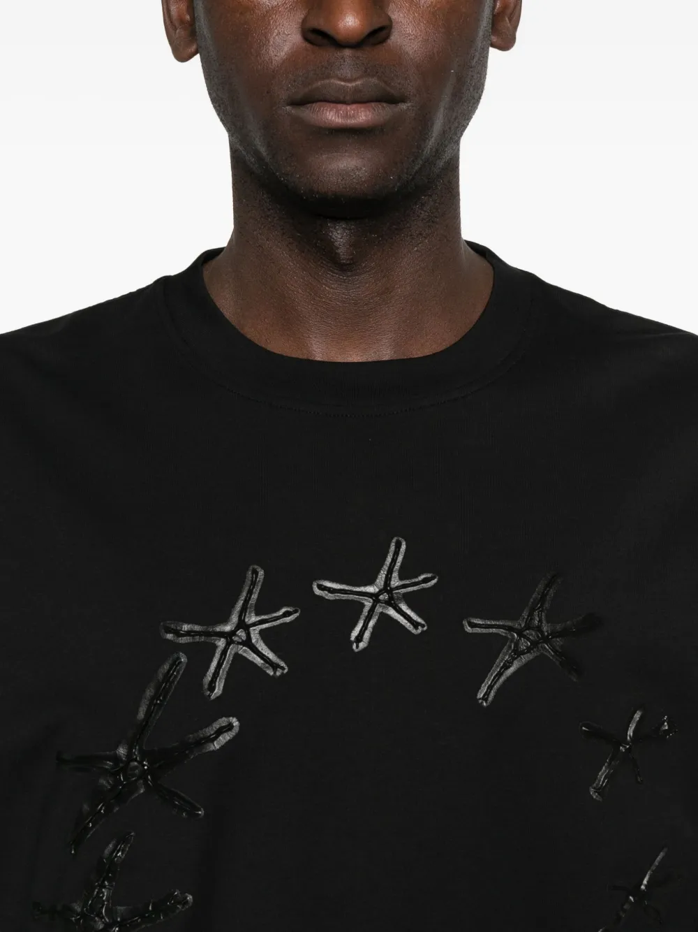 Etudes Studio Starfish-print Cotton T-shirt In Black