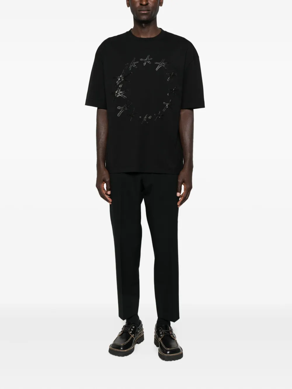 Études Studio starfish-print cotton T-shirt - Zwart
