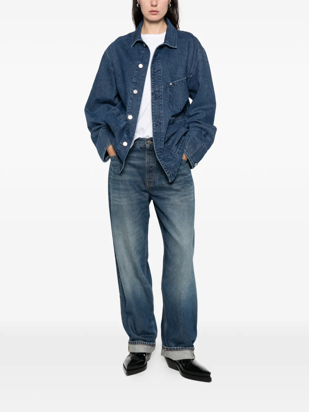 Etudes Studio Pocket Denim Worker Jacket In Blue