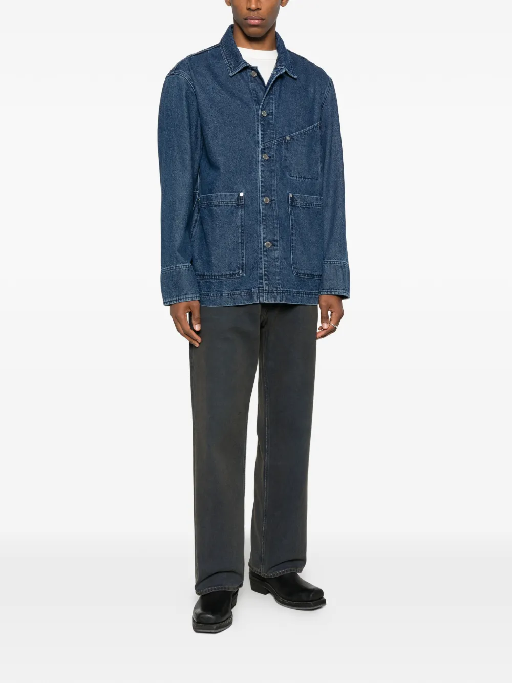 Etudes Studio Pocket Denim Worker Jacket In Blue