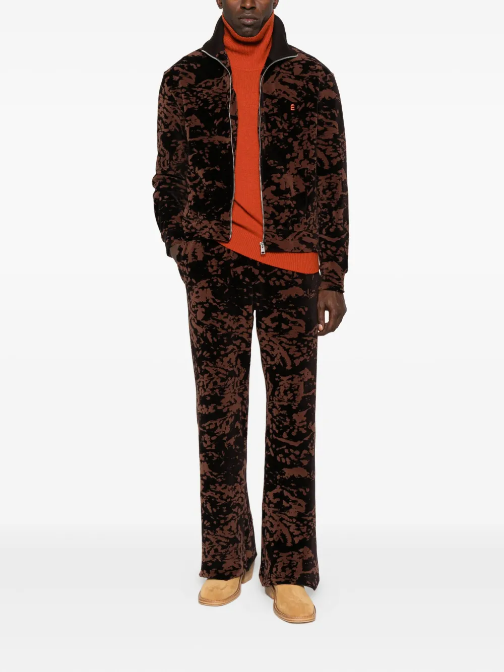 Etudes Studio Abstract-print Velour Trousers In Black
