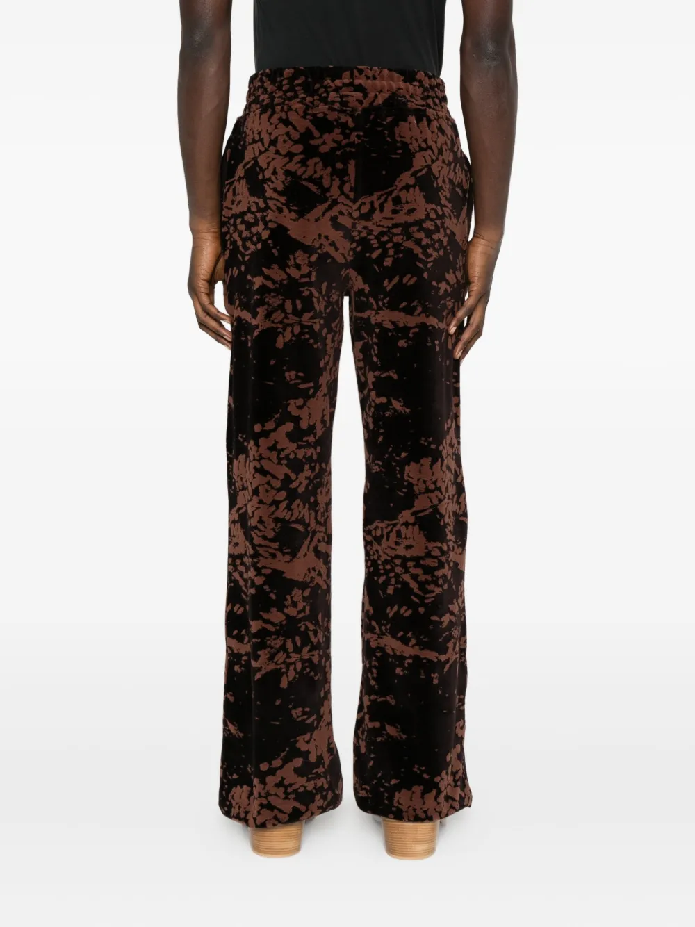 Etudes Studio Abstract-print Velour Trousers In Black