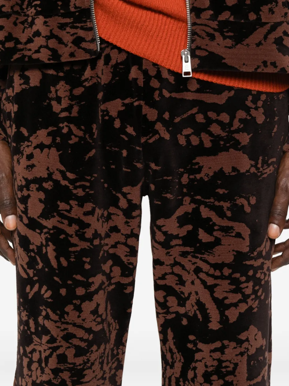 Etudes Studio Abstract-print Velour Trousers In Black