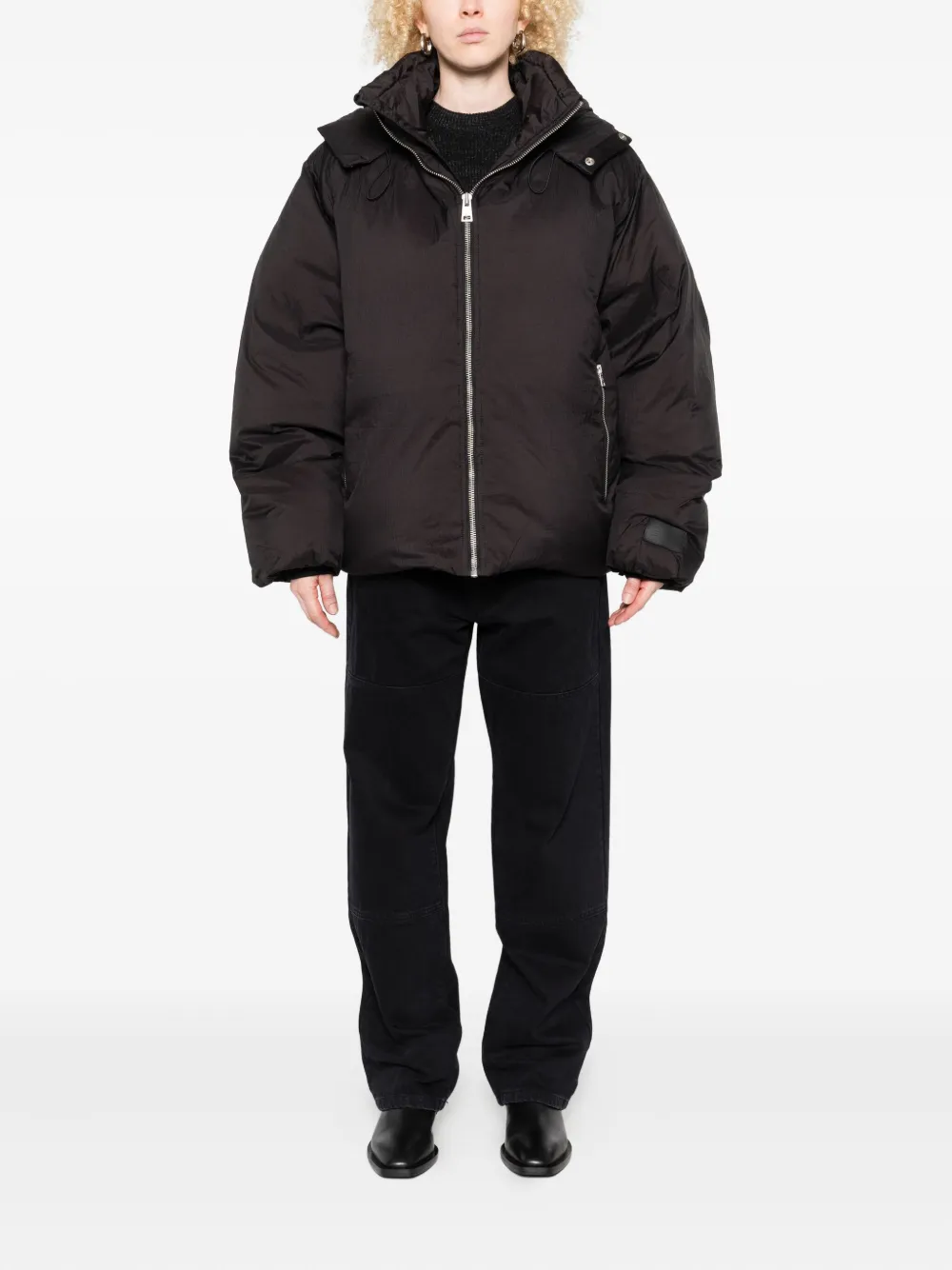 Etudes Studio Hooded Zip-front Jacket In Black