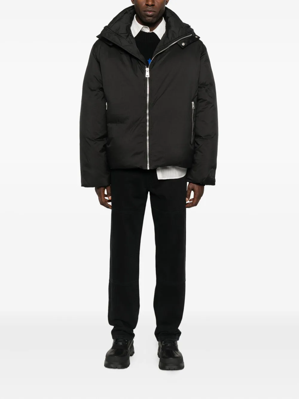 Etudes Studio Hooded Zip-front Jacket In Black