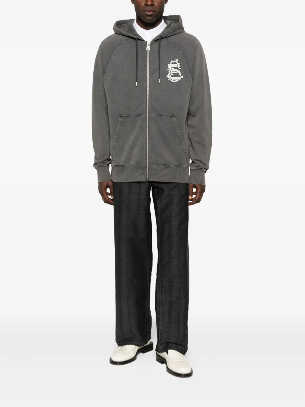 Etudes Studio Logo-print Zip-up Hoodie In Gray