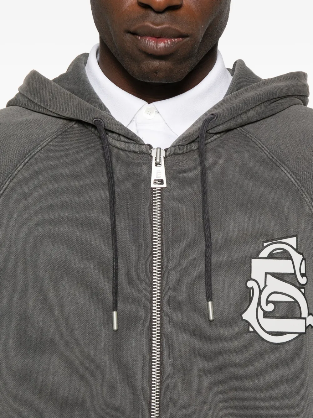 Etudes Studio Logo-print Zip-up Hoodie In Gray