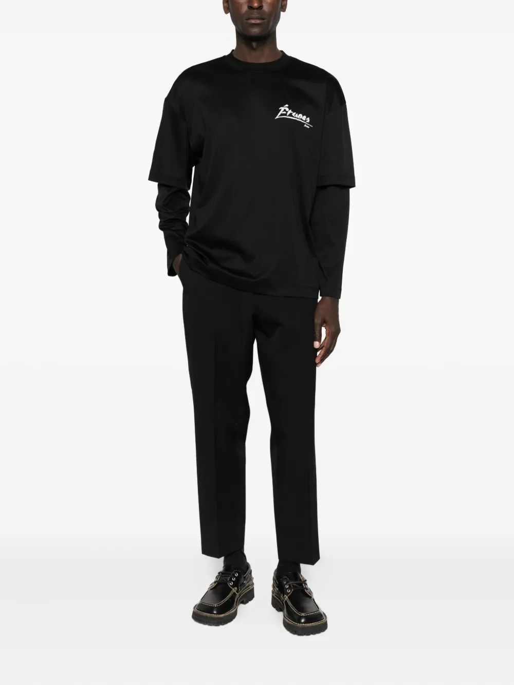 Études Studio double-sleeves cotton T-shirt - Zwart