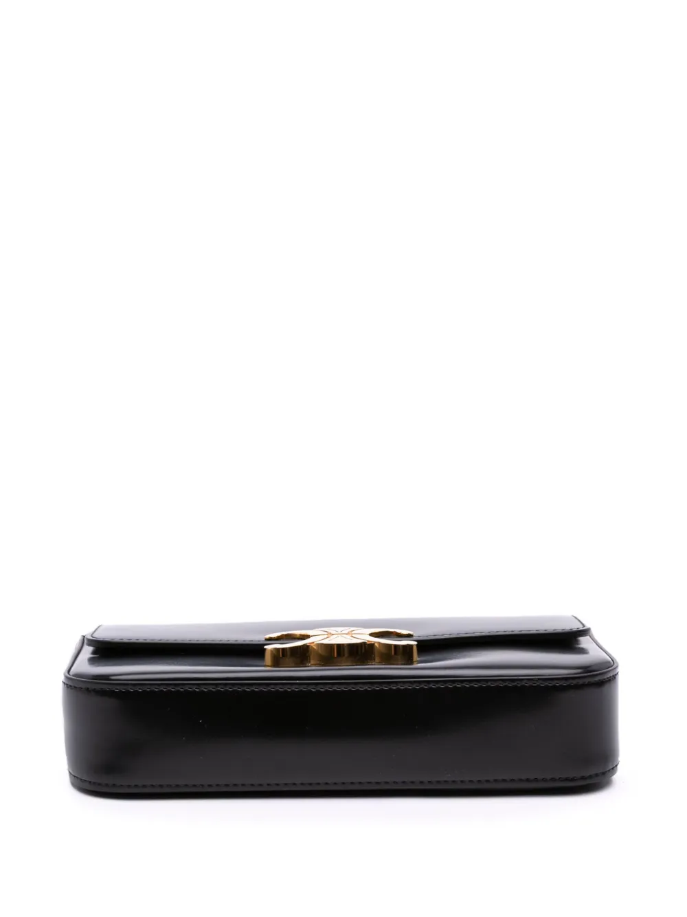 Pre-owned Celine 2022 Shiny Calfskin Claude Chain Shoulder Bag In Black