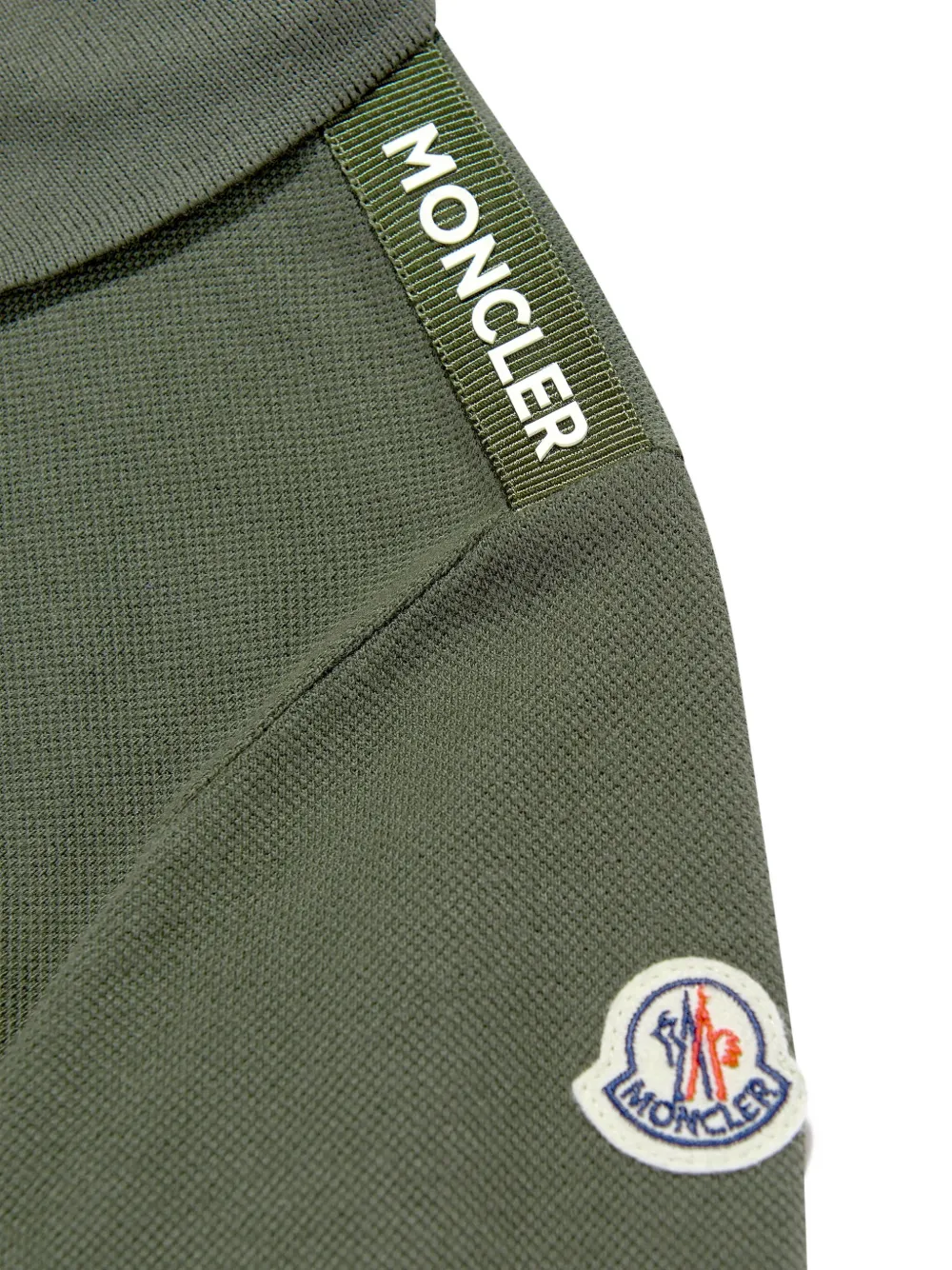 Moncler Enfant logo-patch long-sleeve polo shirt Groen