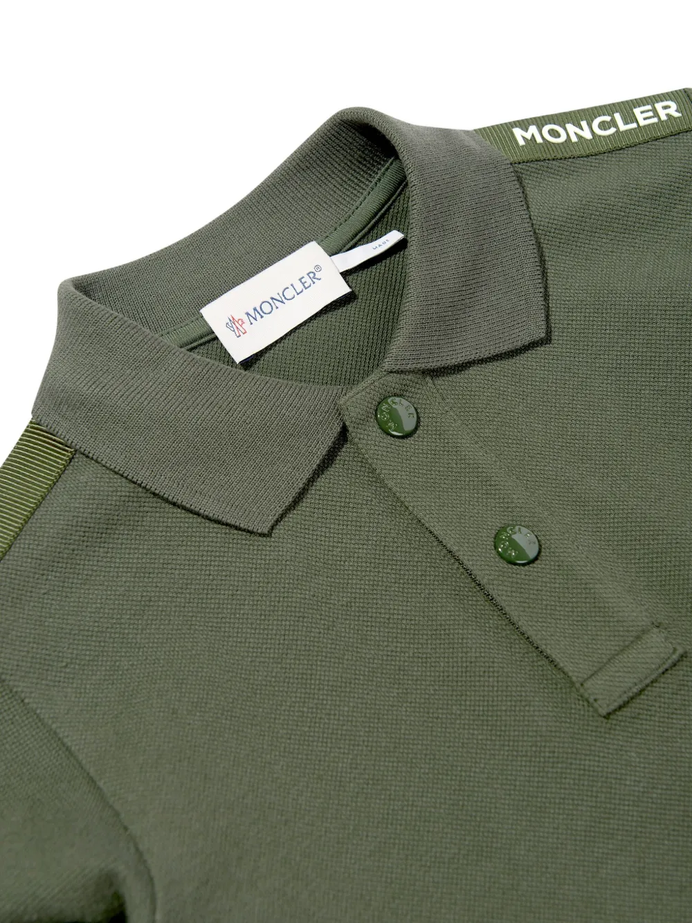 Moncler Enfant logo-patch long-sleeve polo shirt Groen