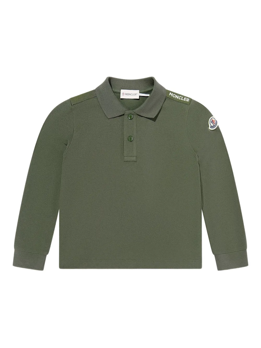 Moncler Enfant logo-patch long-sleeve polo shirt Groen