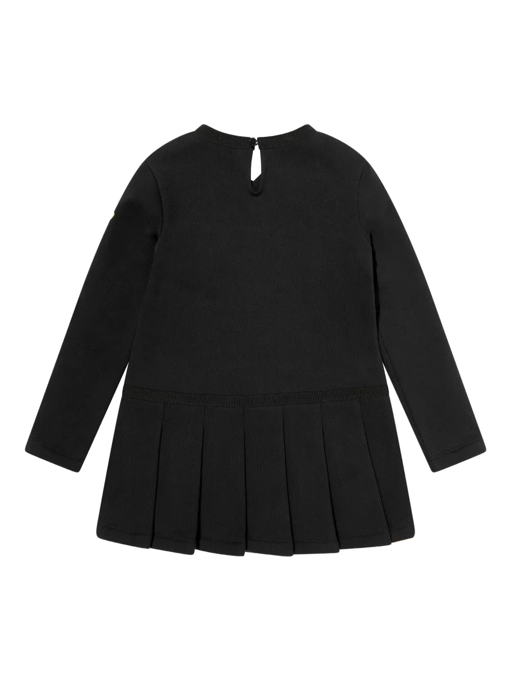 Moncler Enfant pleated logo-patch dress Zwart