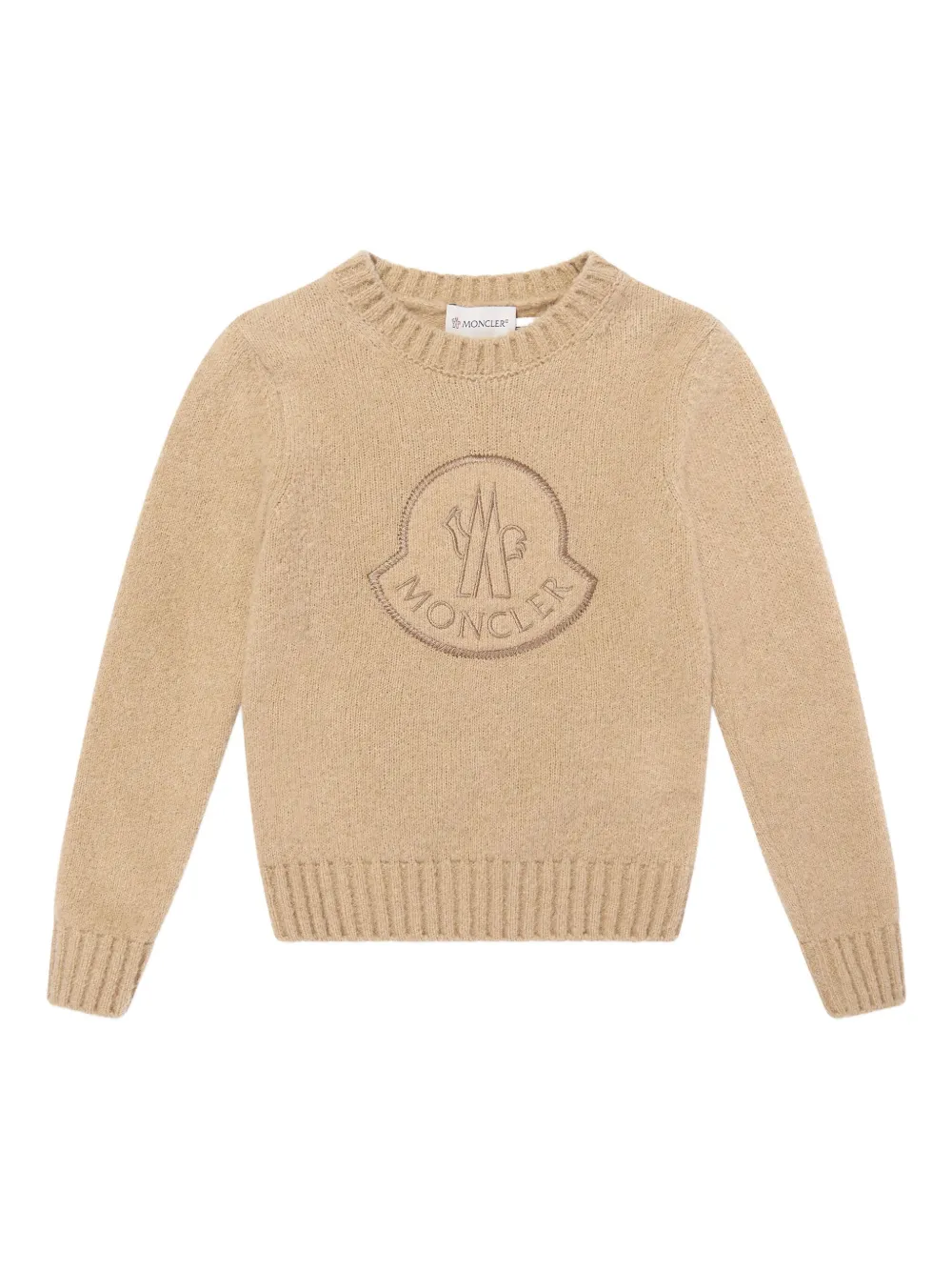 Moncler Enfant logo-embroidered crew-neck sweater | Brown | Image 1