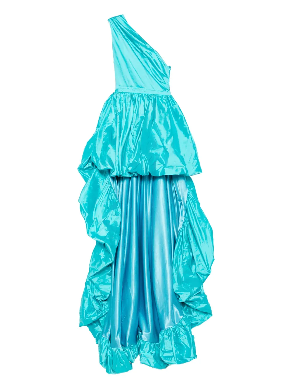Miau By Clara Rotescu One-shoulder Ruffled Asymmetric Dress In Blue
