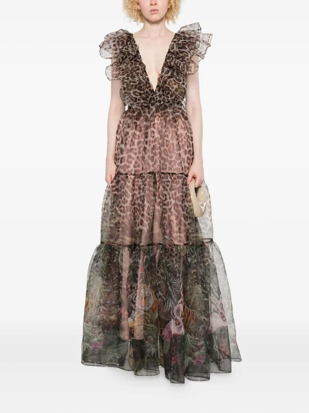 MIAU by Clara Rotescu animal-print ruffled midi dress | Day Dresses | Image 2