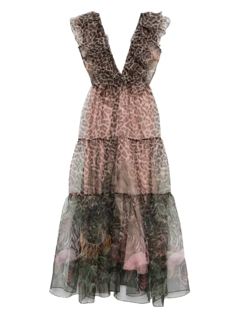 MIAU by Clara Rotescu animal-print ruffled midi dress