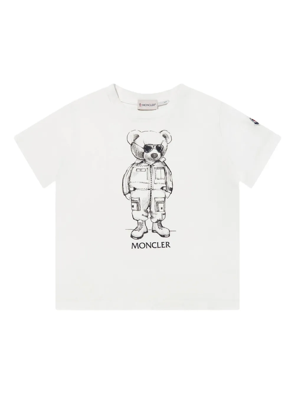 Moncler Enfant T-shirt met beerprint en logopatch Wit